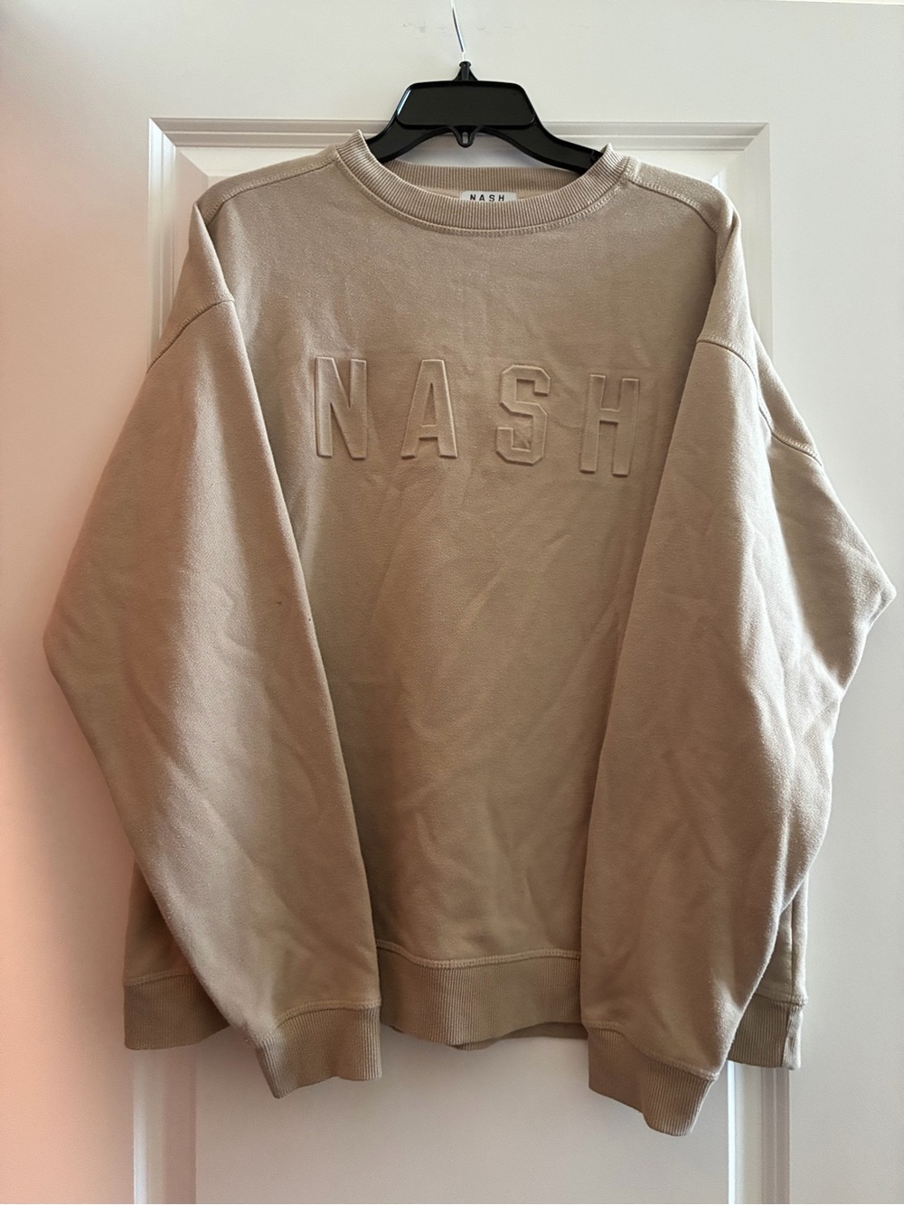 NASH Embossed Crewneck Sweatshirt in Beige
